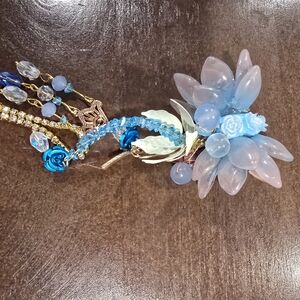 Elegant Blue and Pink Floral Jewelry